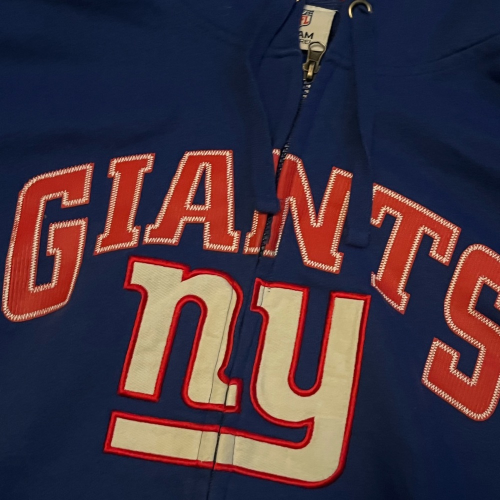 NFL NEW YORK GIANTS FOOTBALL MENS ZIP FRONT SWEATSHIRT BLUE Large Read Discripti - Picture 3 of 6
